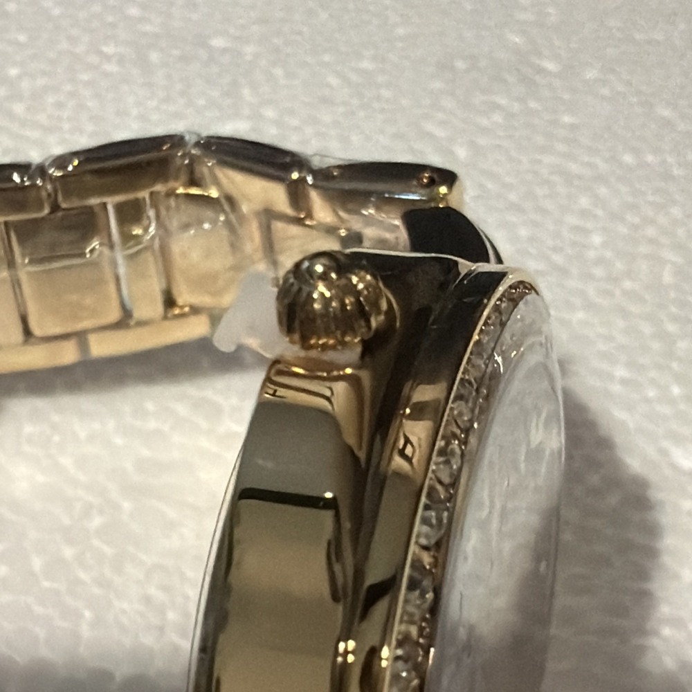 Danbury Mint Gold-tone Watch MOP Dial and Crystal Tennis Bracelet Box Set NWOT - Picture 7 of 8